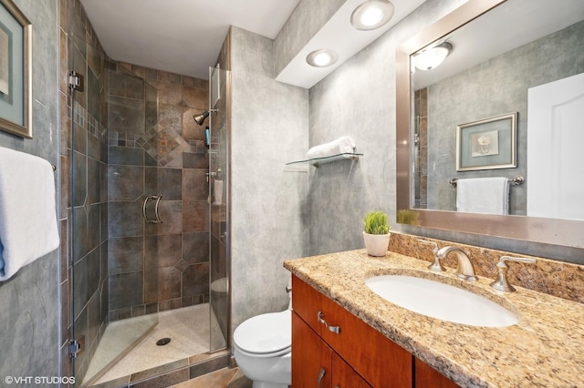 155 N Harbor Dr Unit 1112-13, Chicago, IL 60601 - bathroom with toilet, vanity, and a stall shower