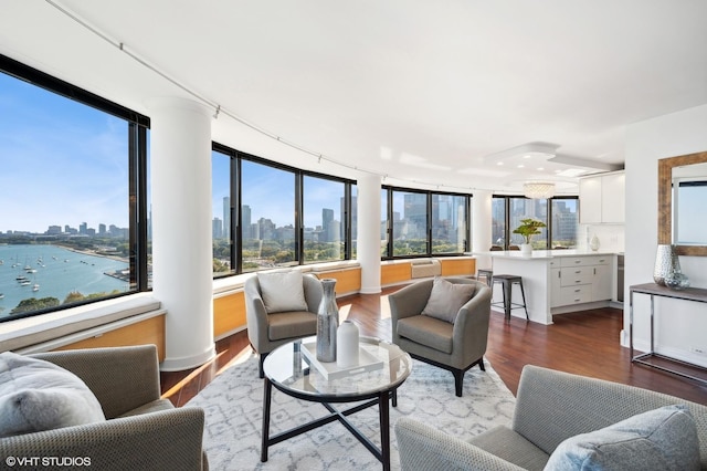 155 N Harbor Dr Unit 1112-13, Chicago, IL 60601 - living room with a view of city and wood finished floors