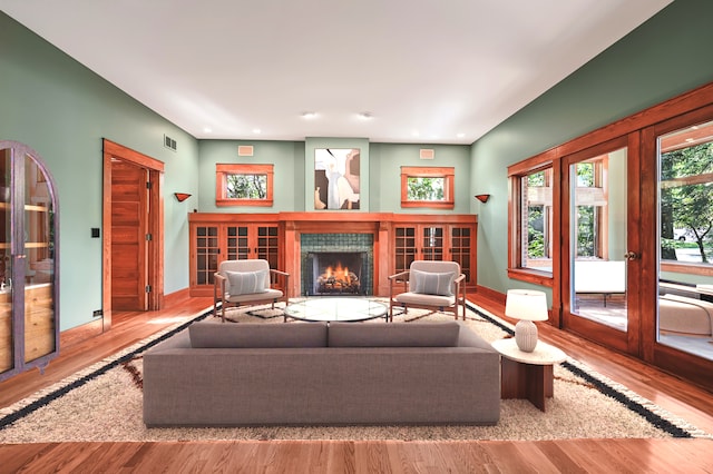 4019 Howard Ave, Western Springs, IL 60558 - living room featuring a fireplace, wood finished floors, recessed lighting, and baseboards