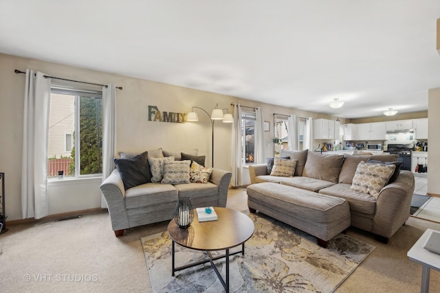 244 Tammanny Ln, Romeoville, IL 60446 - living room featuring light carpet and baseboards