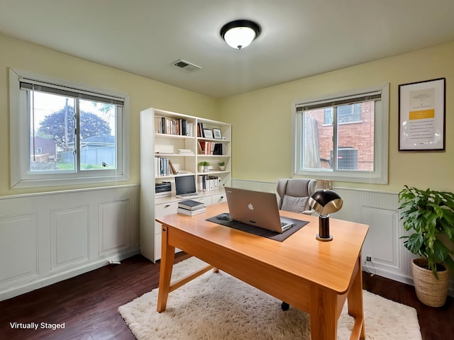 3729 W 121st St, Alsip, IL 60803 - home office with a healthy amount of sunlight, dark wood finished floors, and visible vents