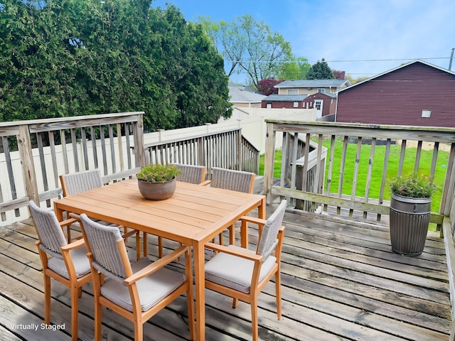 3729 W 121st St, Alsip, IL 60803 - deck featuring a lawn, a fenced backyard, and outdoor dining space