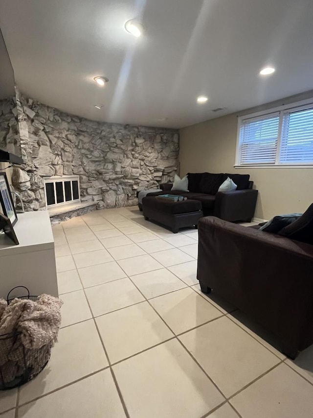 view of tiled living room