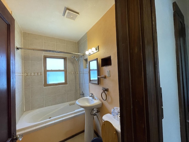 full bath featuring shower / washtub combination and visible vents