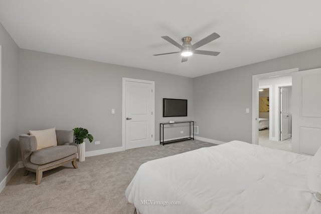 9221 S Lowe Ave, Chicago, IL 60620 - bedroom with baseboards, a ceiling fan, and light colored carpet