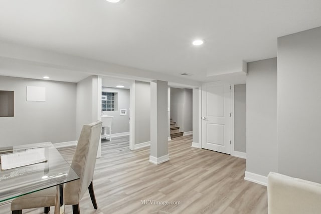 9221 S Lowe Ave, Chicago, IL 60620 - office area with light wood-style floors, recessed lighting, and baseboards