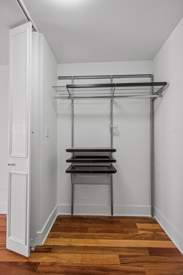 spacious closet with wood finished floors