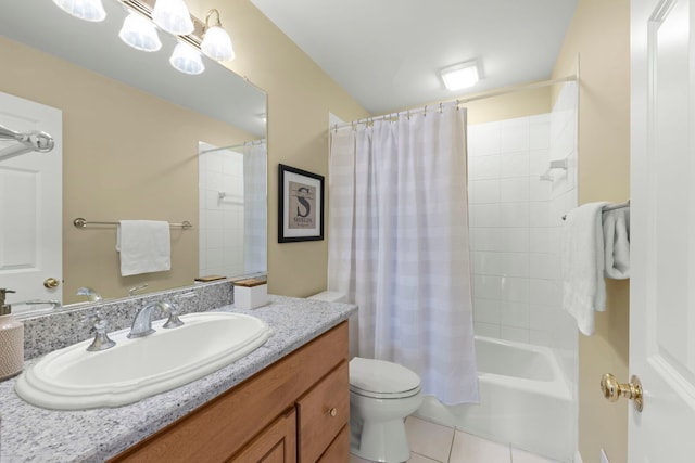 569 Prairie Ave, Glen Ellyn, IL 60137 - bathroom featuring toilet, tile patterned floors, shower / bathtub combination with curtain, and vanity