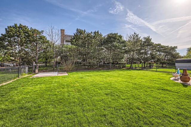 view of yard with a fenced backyard and a patio area