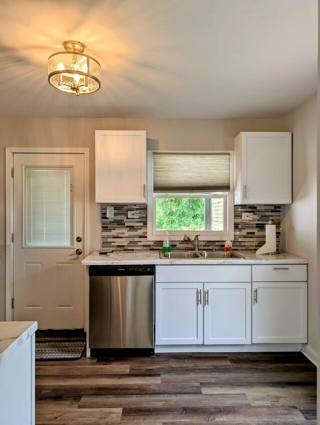 1514 173rd St, East Hazel Crest, IL 60429 - kitchen with dishwasher, white cabinetry, tasteful backsplash, and light countertops