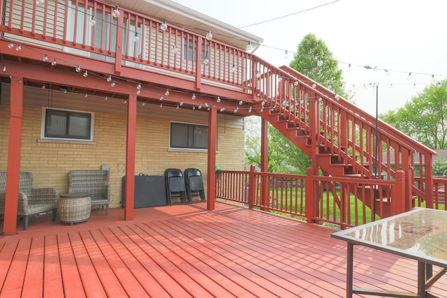 wooden terrace with stairs