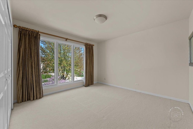 spare room featuring baseboards and carpet flooring