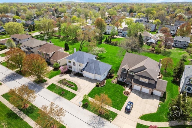 drone / aerial view with a residential view