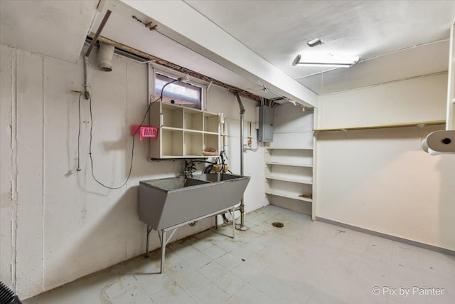 502 Everett Ave, Crystal Lake, IL 60014 - below grade area with light floors, electric panel, and a sink