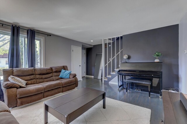 479 Oak St, Des Plaines, IL 60016 - living area with baseboards, wood finished floors, and stairs