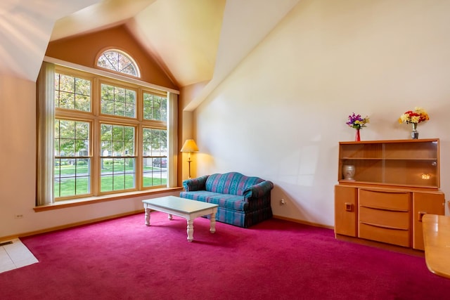 534 Philip Dr, Bartlett, IL 60103 - sitting room with vaulted ceiling, carpet, and baseboards