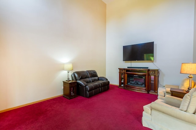 534 Philip Dr, Bartlett, IL 60103 - living area featuring carpet floors, a glass covered fireplace, and baseboards