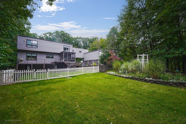 view of yard featuring a fenced backyard