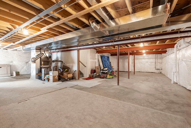 view of unfinished basement