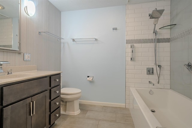 1306 Ewing St, Bloomington, IL 61701 - full bath with tile patterned floors, baseboards, vanity, toilet, and bathing tub / shower combination