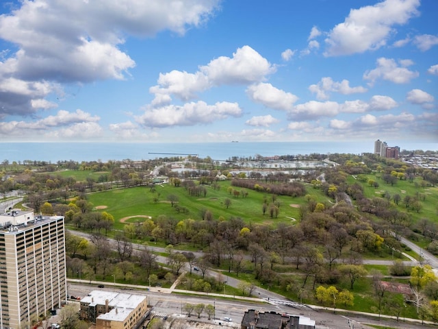 aerial view with a view of city and a water view