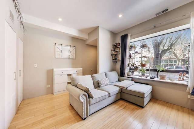 1811 W 17th St Unit 201, Chicago, IL 60608 - living area with visible vents, recessed lighting, and light wood finished floors