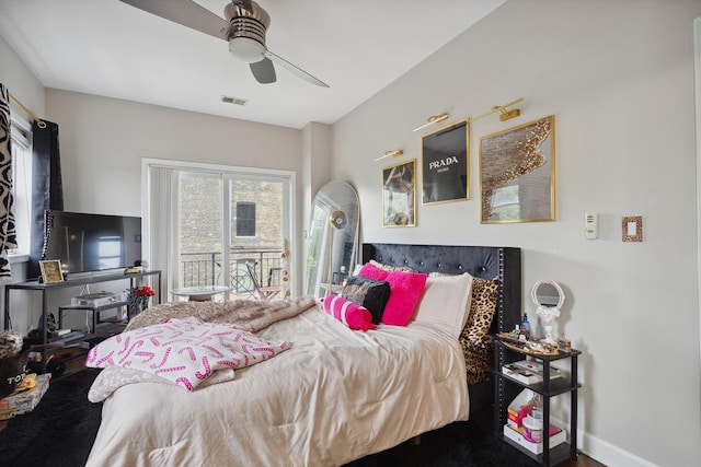 531 N Racine Ave Unit 3, Chicago, IL 60622 - bedroom featuring access to exterior and ceiling fan