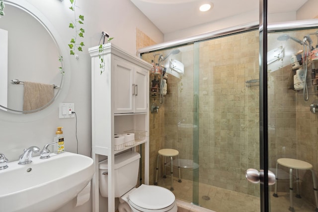 531 N Racine Ave Unit 3, Chicago, IL 60622 - full bath featuring a sink, a shower stall, toilet, and recessed lighting
