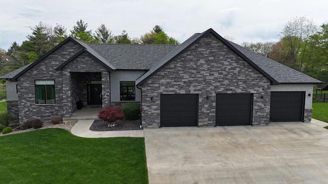 4432 Bryant Dr, Quincy, IL 62305 - view of front of home with a front lawn, concrete driveway, a shingled roof, and an attached garage