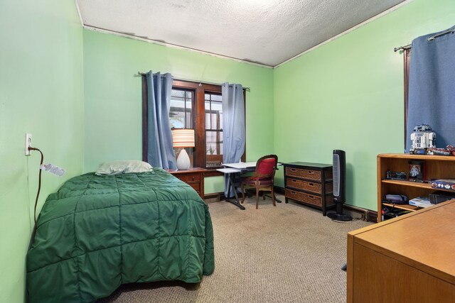 420 N Hebbard St, Joliet, IL 60432 - bedroom with a textured ceiling, carpet floors, and an office area