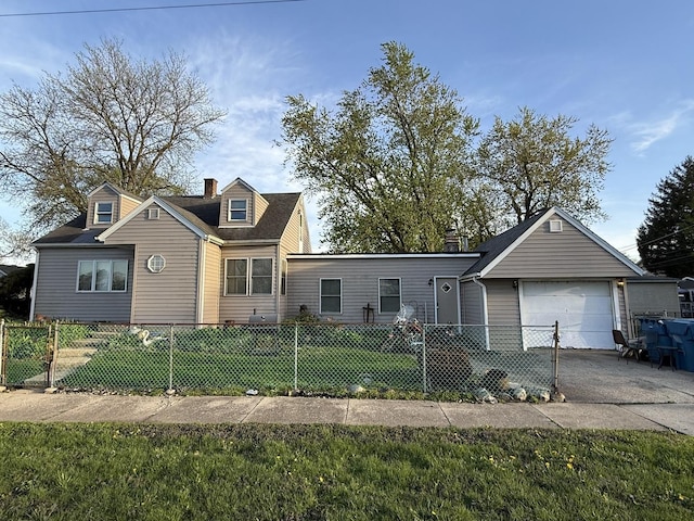 14500 Sawyer Ave, Midlothian, IL 60445 - cape cod house with driveway, a fenced front yard, a front yard, and a garage