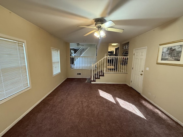 14500 Sawyer Ave, Midlothian, IL 60445 - interior space with carpet floors, baseboards, ceiling fan, and visible vents