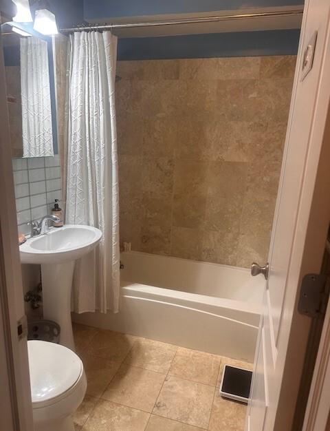 2452 N Lawndale Ave Unit G, Chicago, IL 60647 - full bathroom with shower / tub combo, toilet, and tile patterned floors