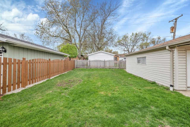 view of yard featuring a fenced backyard