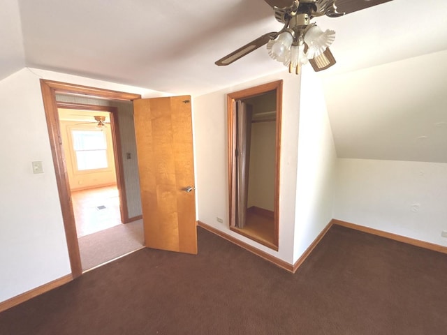 5404 Kimball Pl, Oak Lawn, IL 60453 - bonus room featuring a ceiling fan, carpet floors, baseboards, and lofted ceiling