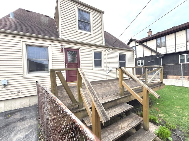 5404 Kimball Pl, Oak Lawn, IL 60453 - rear view of house featuring a shingled roof and a deck