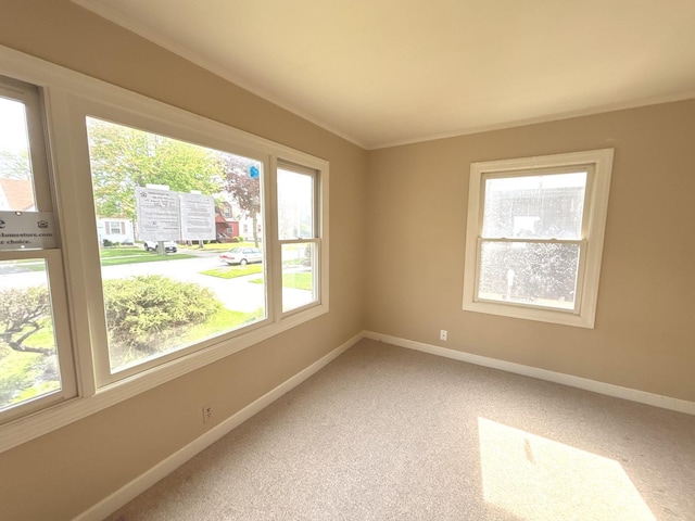 5404 Kimball Pl, Oak Lawn, IL 60453 - empty room featuring plenty of natural light, baseboards, light colored carpet, and crown molding