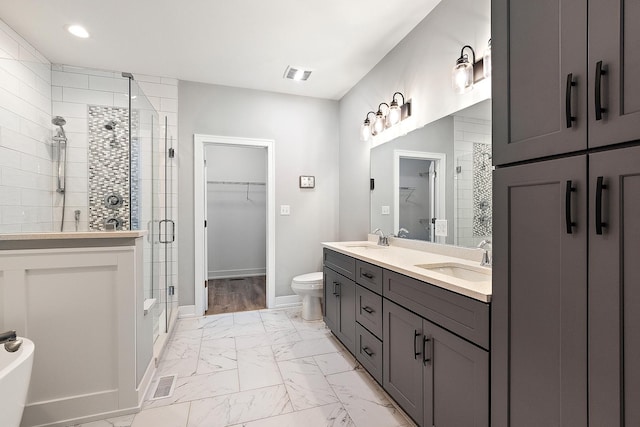 1340 Lacoma Ct, Lockport, IL 60441 - full bathroom featuring visible vents, a sink, and marble finish floor