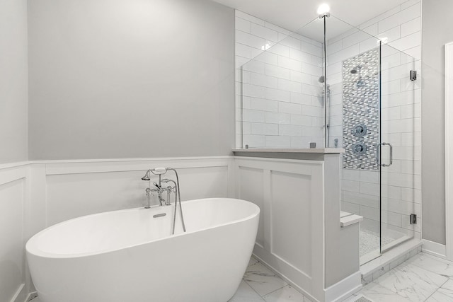 1340 Lacoma Ct, Lockport, IL 60441 - full bath with a decorative wall, marble finish floor, and a stall shower