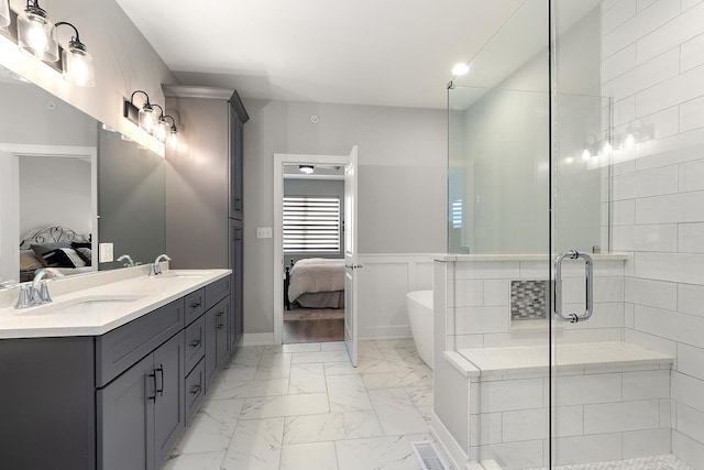 1340 Lacoma Ct, Lockport, IL 60441 - ensuite bathroom with connected bathroom, a sink, and marble finish floor