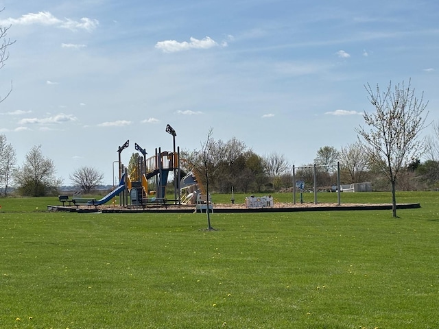community playground with a lawn