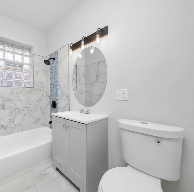 11414 S Wallace St, Chicago, IL 60628 - full bath featuring toilet, marble finish flooring, vanity, and  shower combination