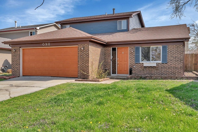 1 Red Wing Ct, Woodridge, IL 60517 - view of front of home featuring brick siding, a front lawn, and an attached garage