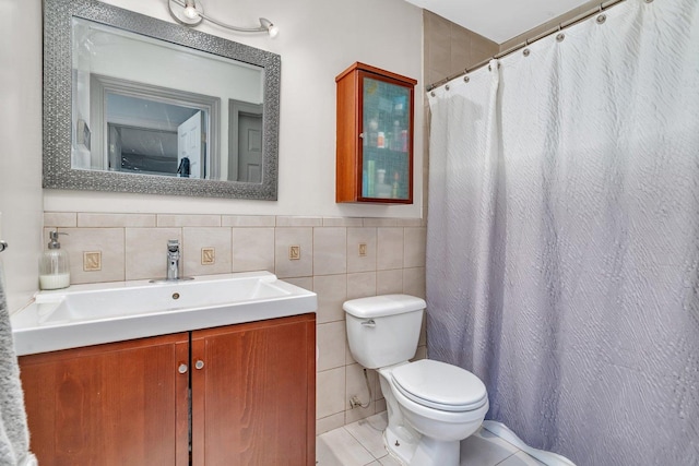 1 Red Wing Ct, Woodridge, IL 60517 - full bathroom featuring toilet, tile patterned floors, tile walls, and vanity
