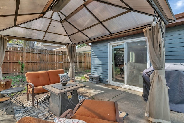 1 Red Wing Ct, Woodridge, IL 60517 - view of patio featuring an outdoor living space, a gazebo, and fence