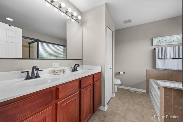 full bathroom with visible vents, a sink, and tile patterned flooring
