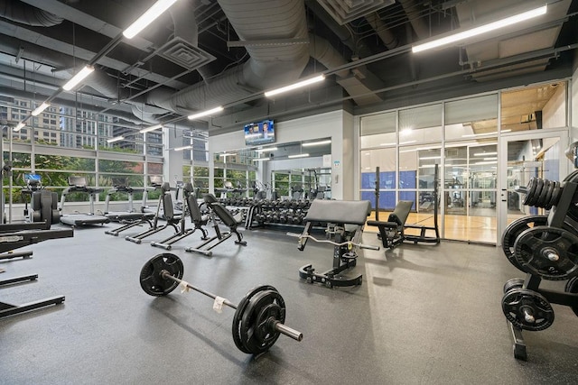 exercise room with visible vents