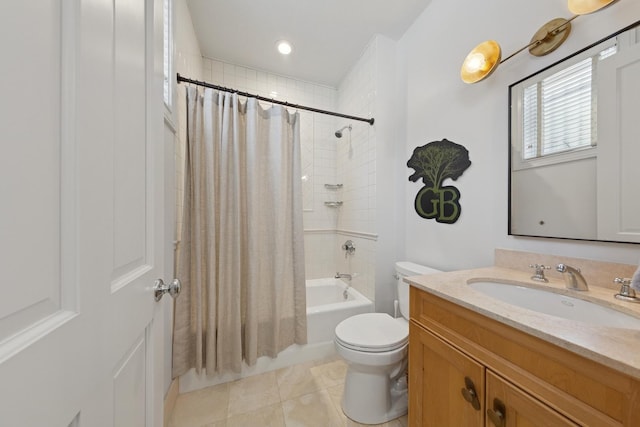 2215 N Lakewood Ave, Chicago, IL 60614 - bathroom with toilet, vanity, shower / bathtub combination with curtain, and tile patterned floors