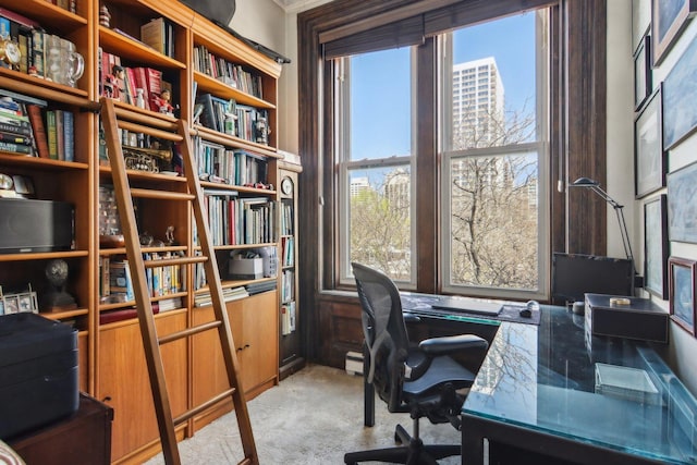 1400 N La Salle St Unit 3N, Chicago, IL 60610 - office area featuring light carpet and baseboard heating