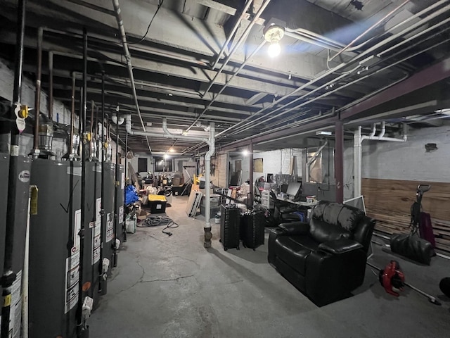 unfinished below grade area with water heater